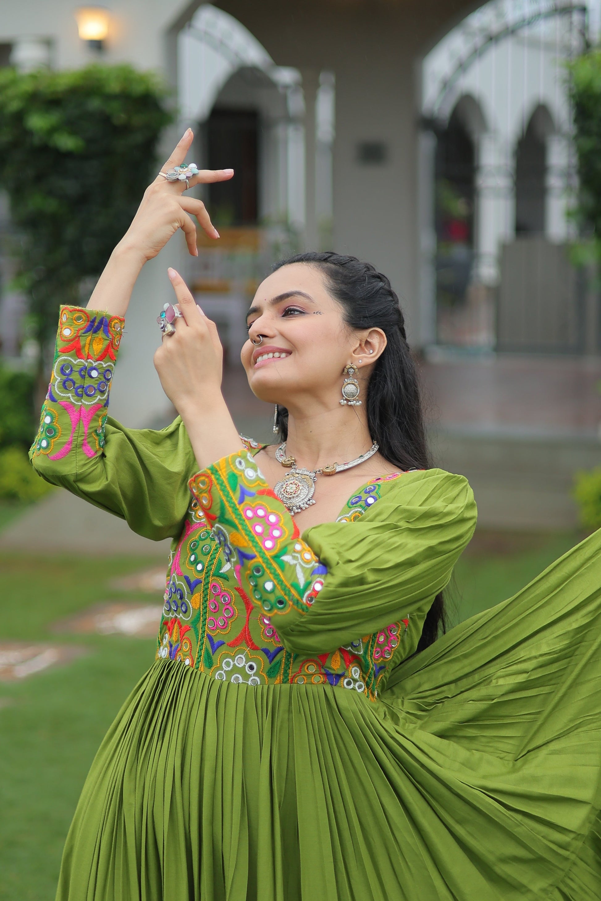 TILTON NAVRATRI SPECIAL GAMTHI KUTCHI WORK RAYON GOWN