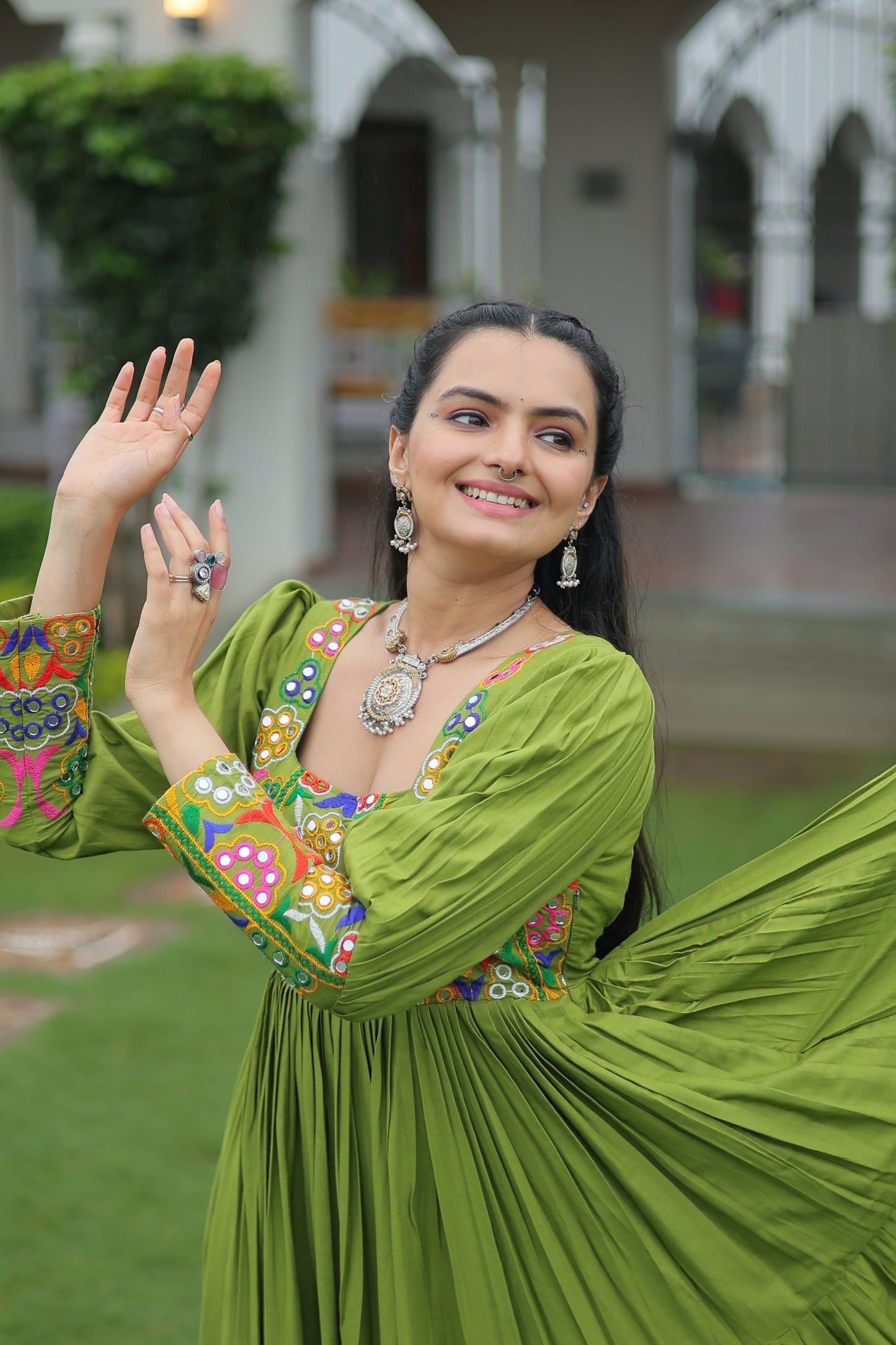 TILTON NAVRATRI SPECIAL GAMTHI KUTCHI WORK RAYON GOWN