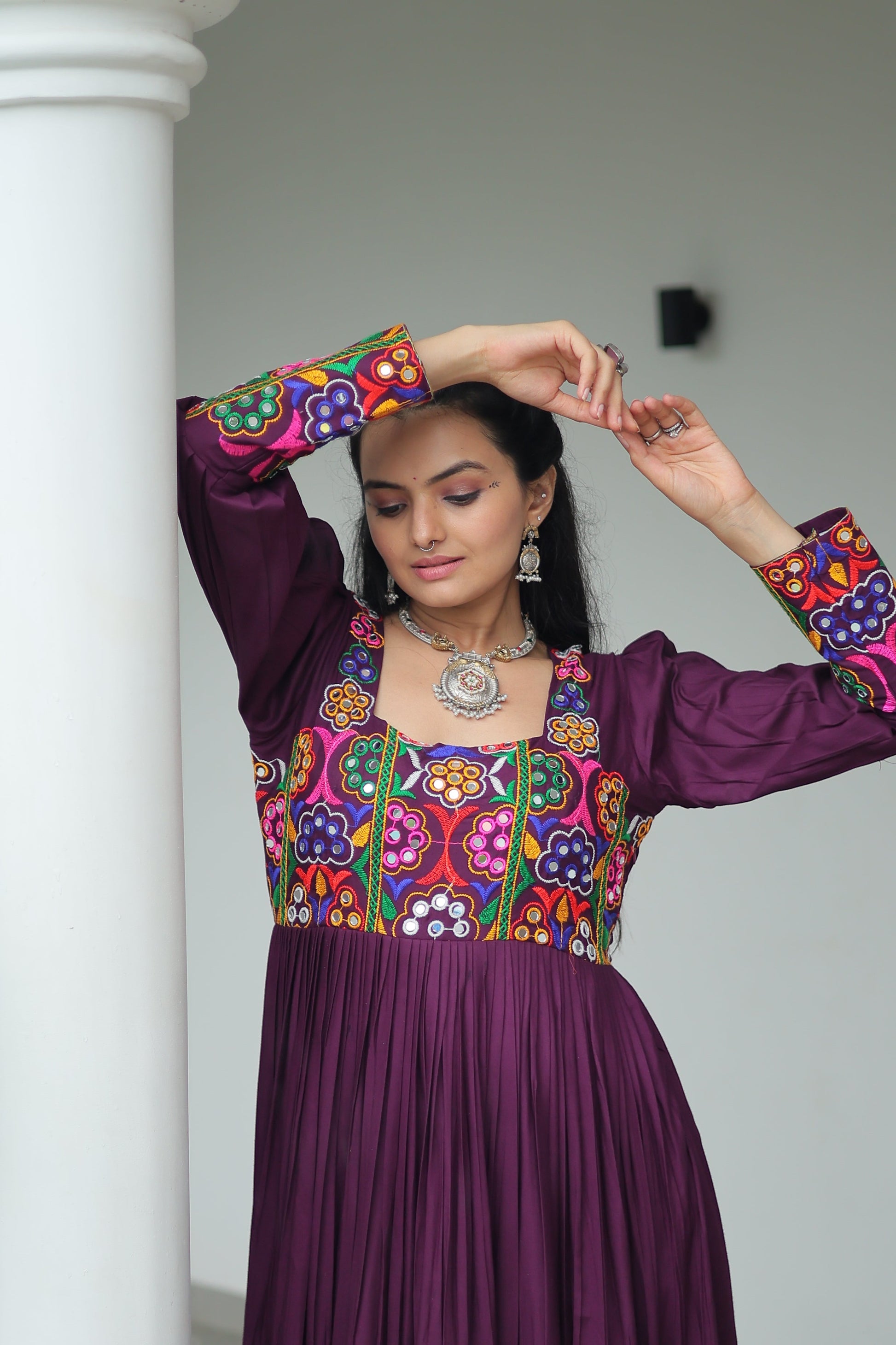 TILTON NAVRATRI SPECIAL GAMTHI KUTCHI WORK RAYON GOWN