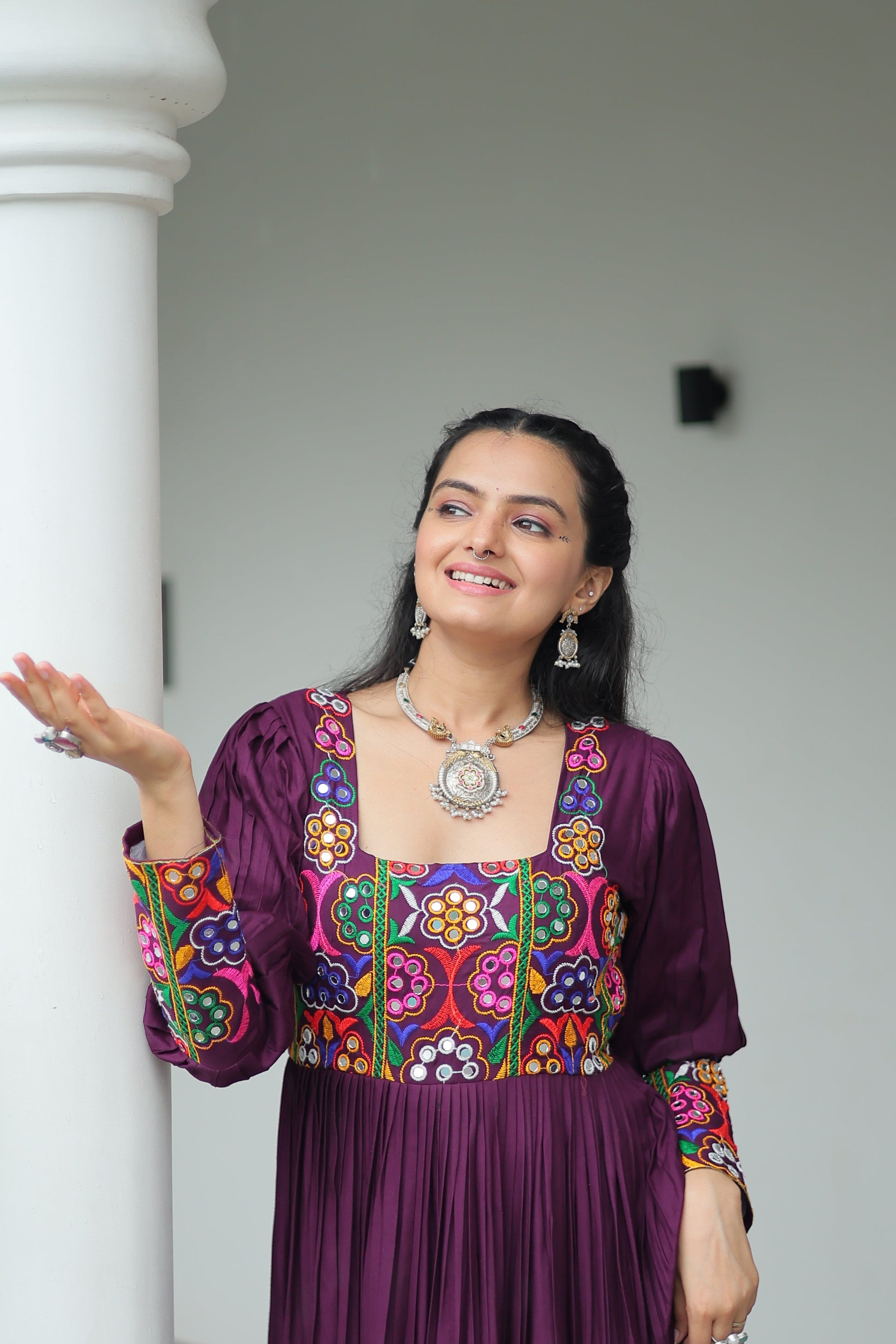 TILTON NAVRATRI SPECIAL GAMTHI KUTCHI WORK RAYON GOWN