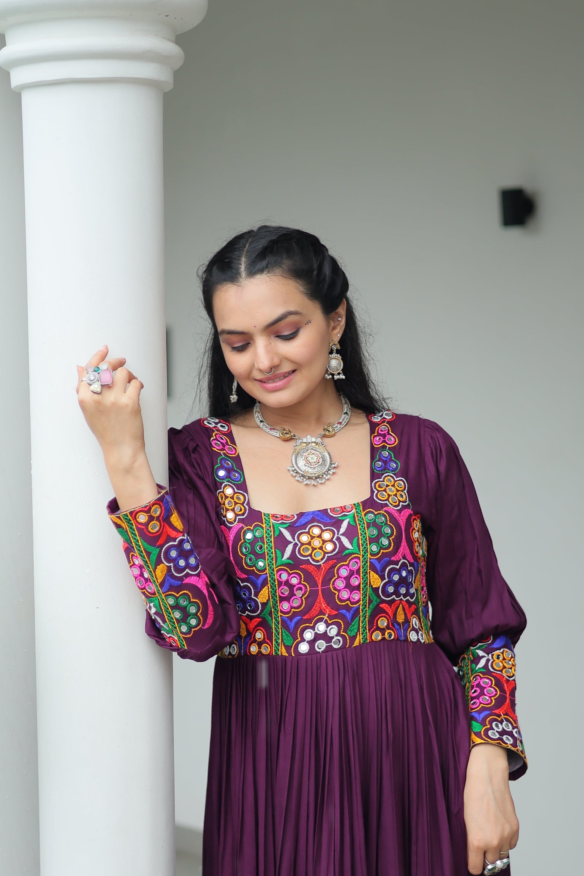 TILTON NAVRATRI SPECIAL GAMTHI KUTCHI WORK RAYON GOWN