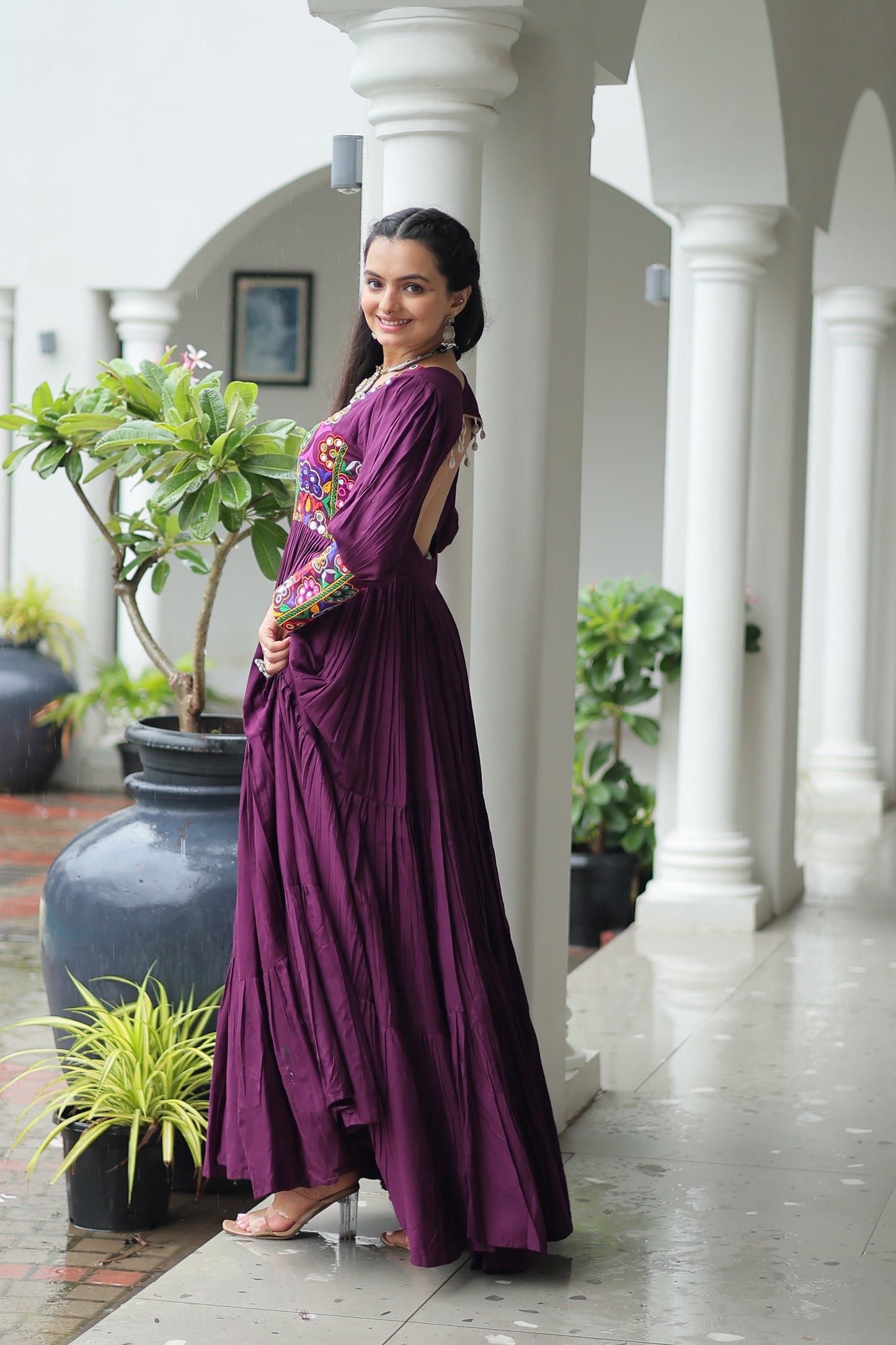 TILTON NAVRATRI SPECIAL GAMTHI KUTCHI WORK RAYON GOWN