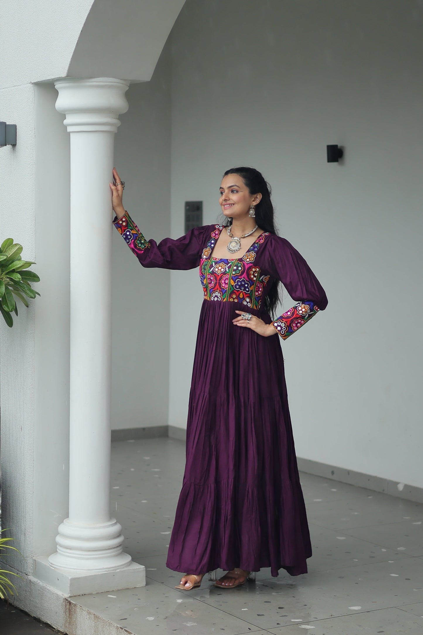 TILTON NAVRATRI SPECIAL GAMTHI KUTCHI WORK RAYON GOWN