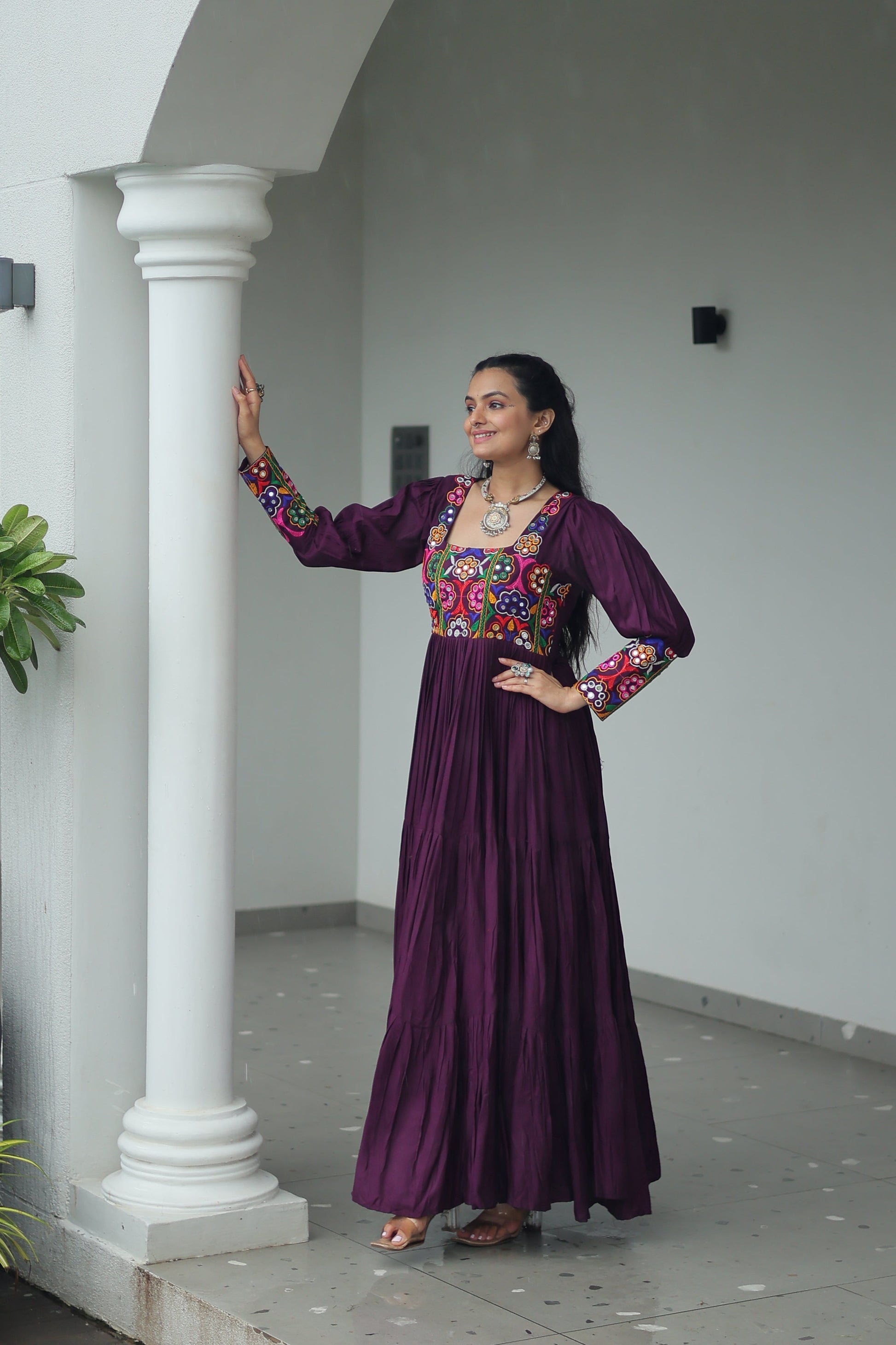 TILTON NAVRATRI SPECIAL GAMTHI KUTCHI WORK RAYON GOWN