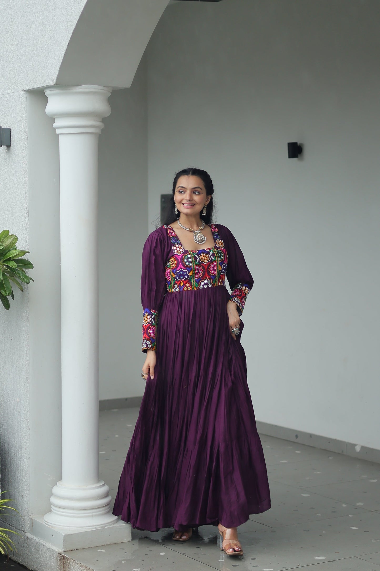 TILTON NAVRATRI SPECIAL GAMTHI KUTCHI WORK RAYON GOWN