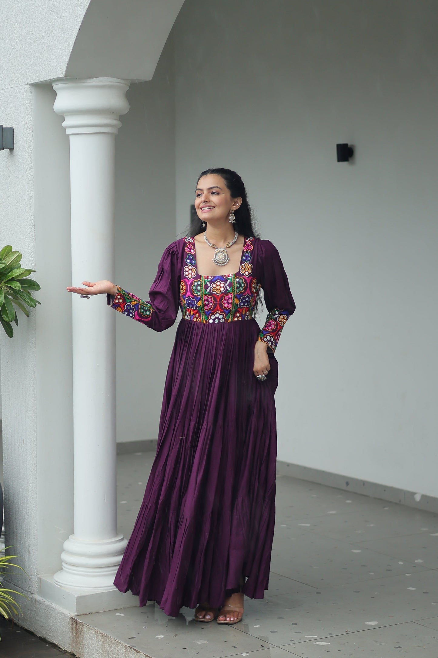 TILTON NAVRATRI SPECIAL GAMTHI KUTCHI WORK RAYON GOWN