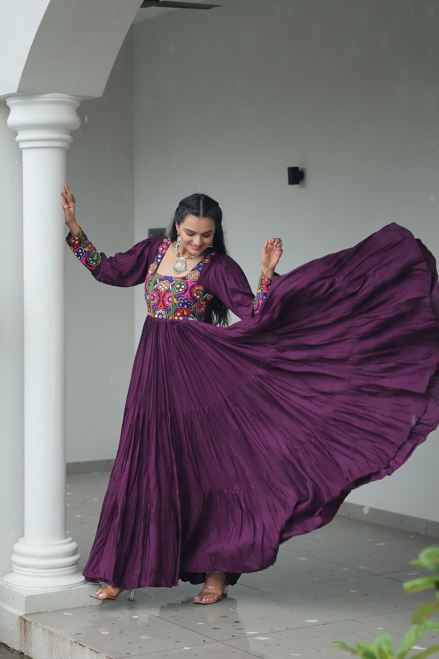 TILTON NAVRATRI SPECIAL GAMTHI KUTCHI WORK RAYON GOWN