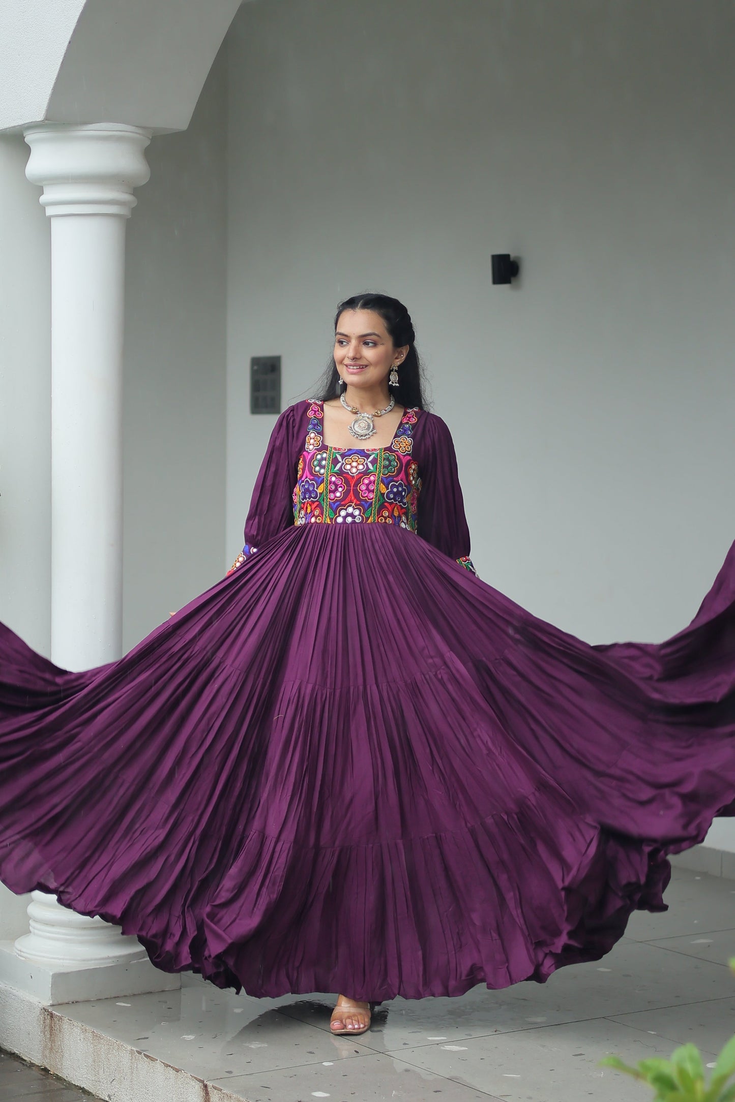 TILTON NAVRATRI SPECIAL GAMTHI KUTCHI WORK RAYON GOWN