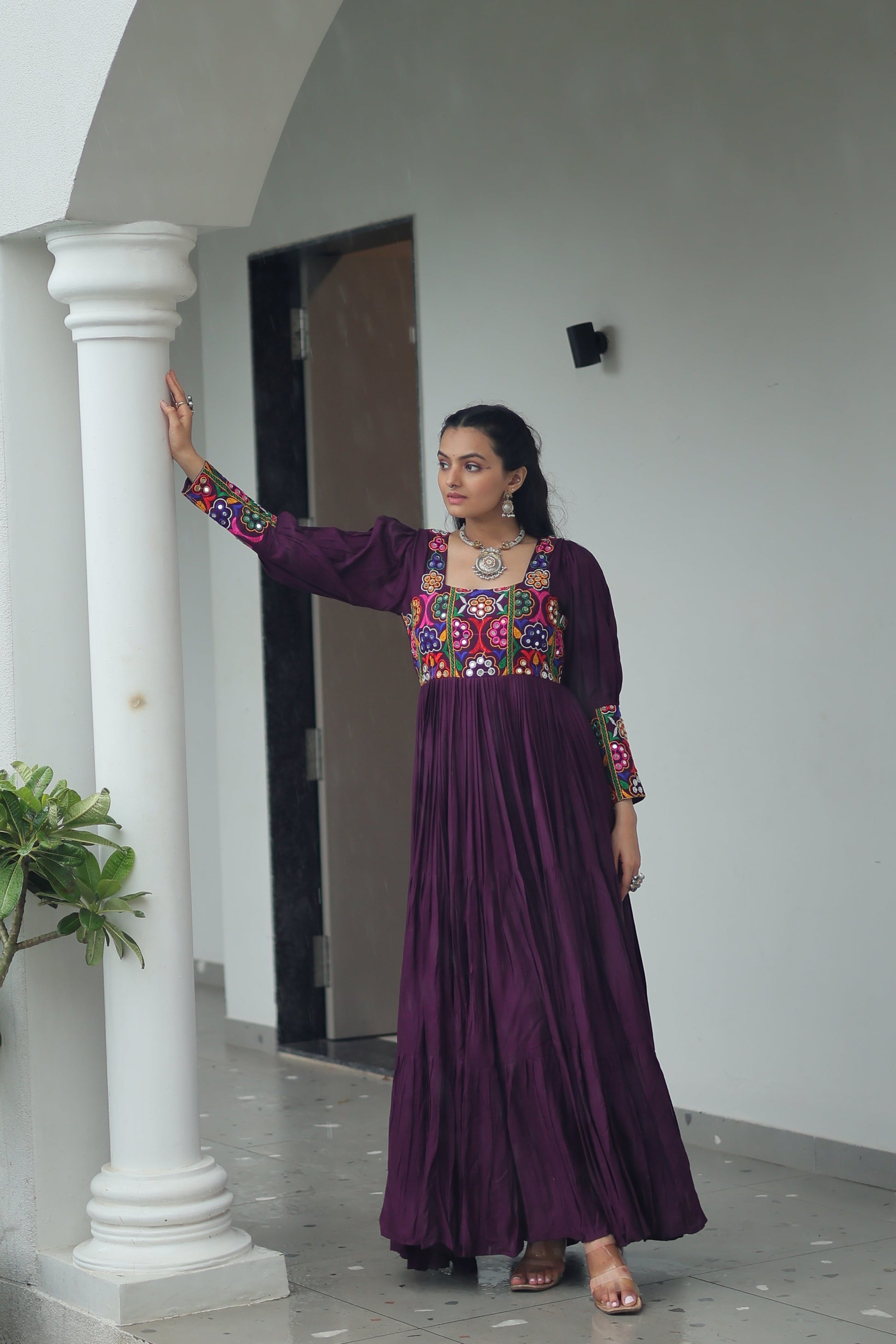 TILTON NAVRATRI SPECIAL GAMTHI KUTCHI WORK RAYON GOWN