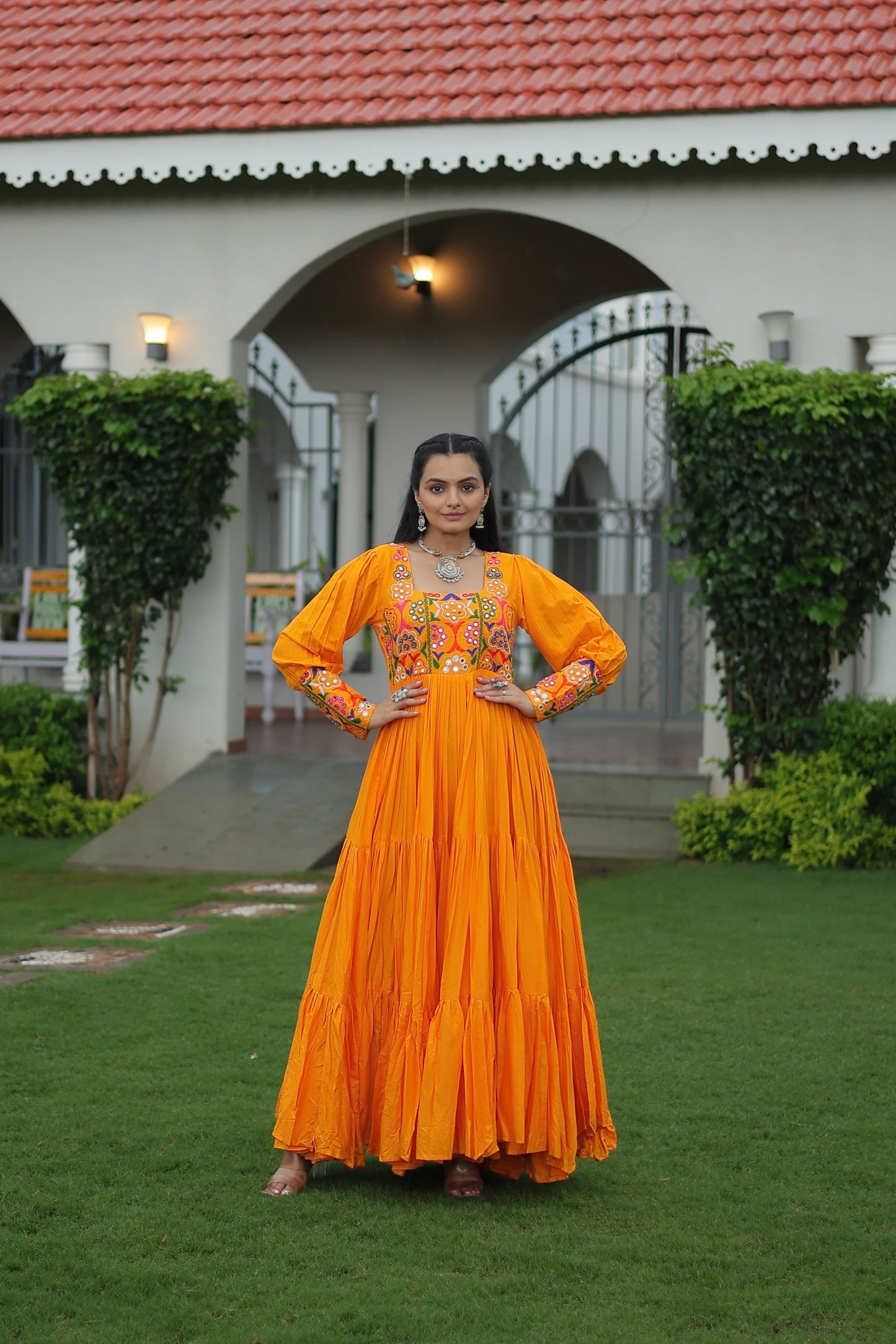 TILTON NAVRATRI SPECIAL GAMTHI KUTCHI WORK RAYON GOWN