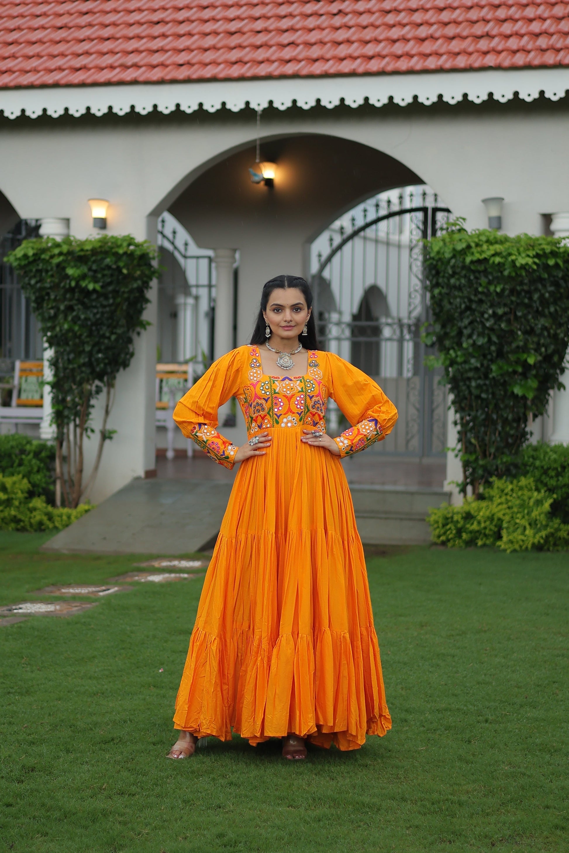 TILTON NAVRATRI SPECIAL GAMTHI KUTCHI WORK RAYON GOWN