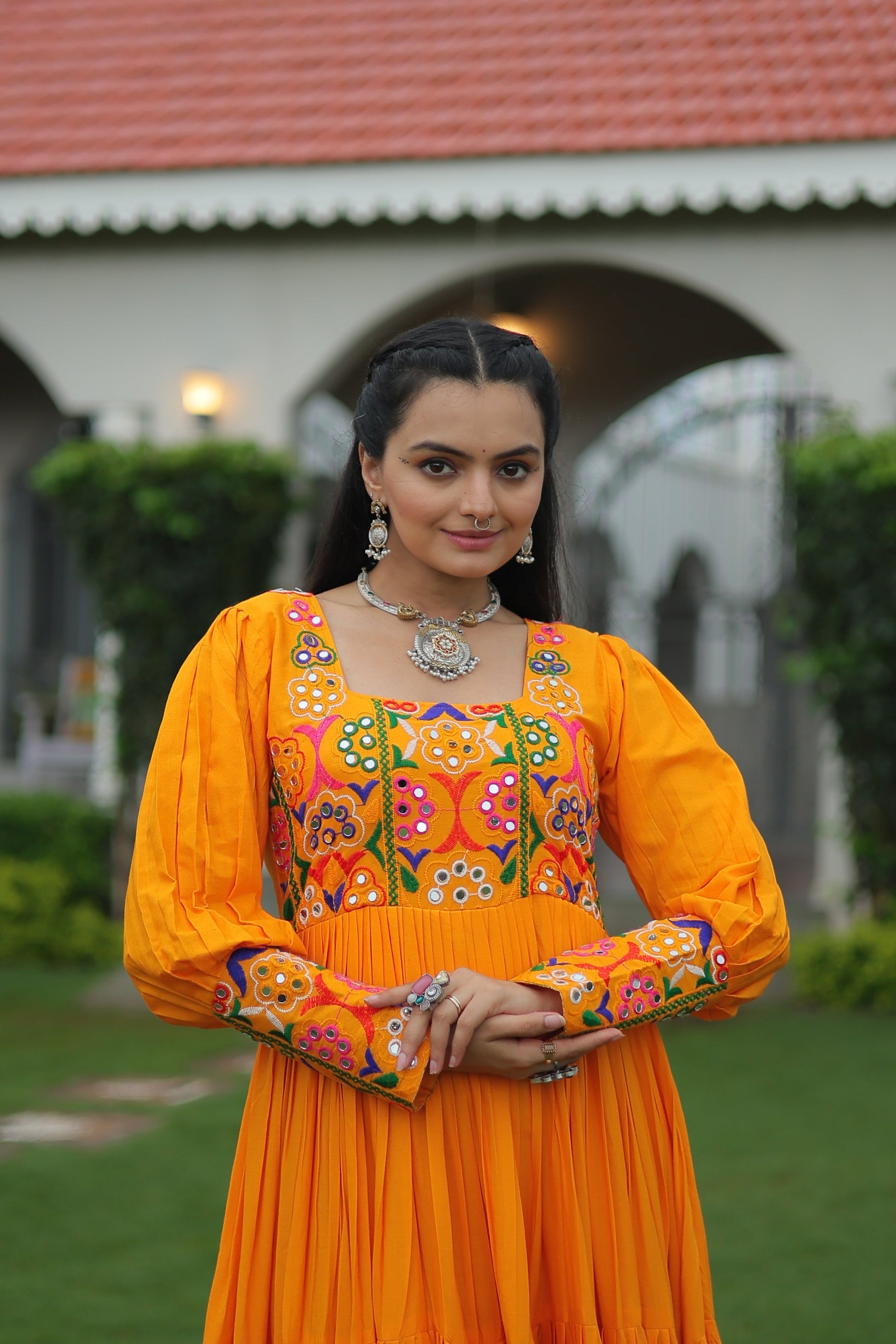 TILTON NAVRATRI SPECIAL GAMTHI KUTCHI WORK RAYON GOWN