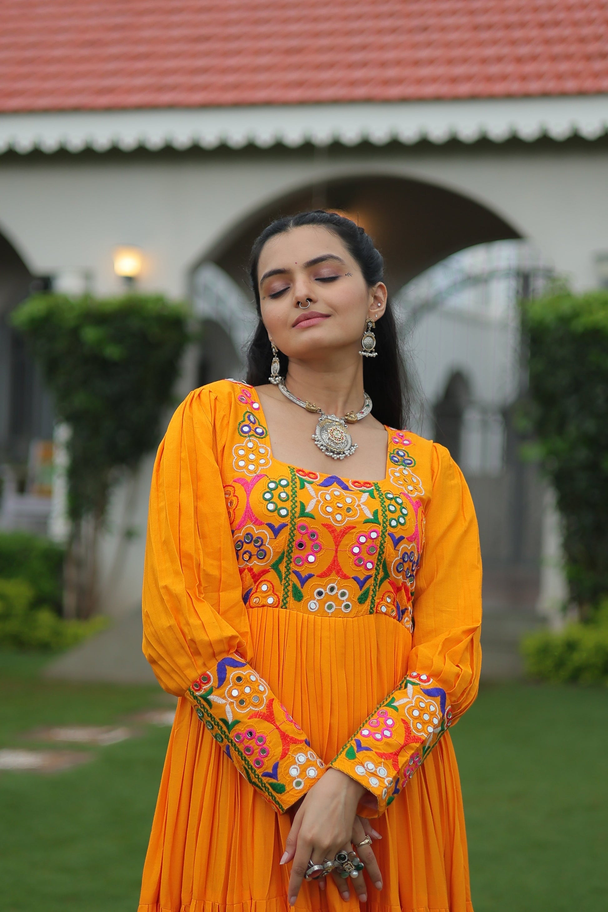 TILTON NAVRATRI SPECIAL GAMTHI KUTCHI WORK RAYON GOWN