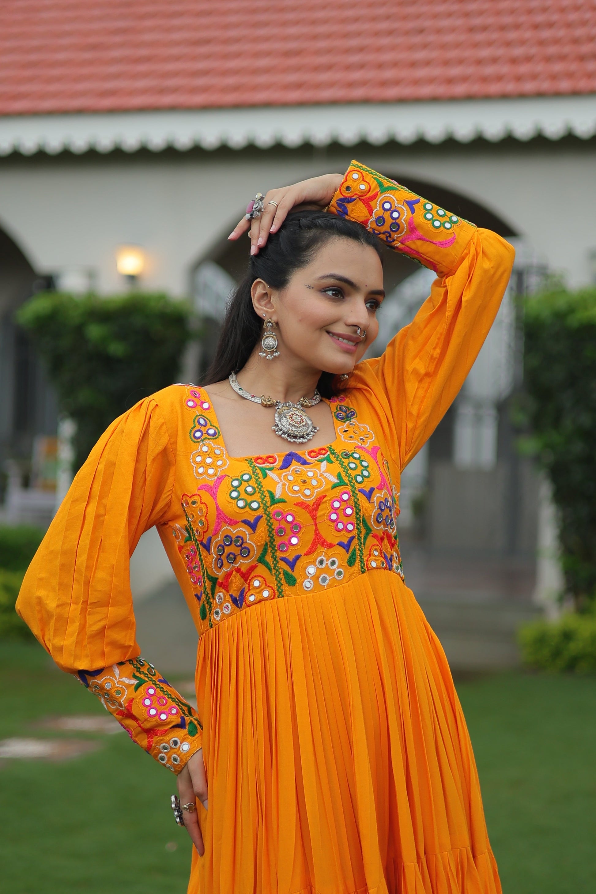 TILTON NAVRATRI SPECIAL GAMTHI KUTCHI WORK RAYON GOWN