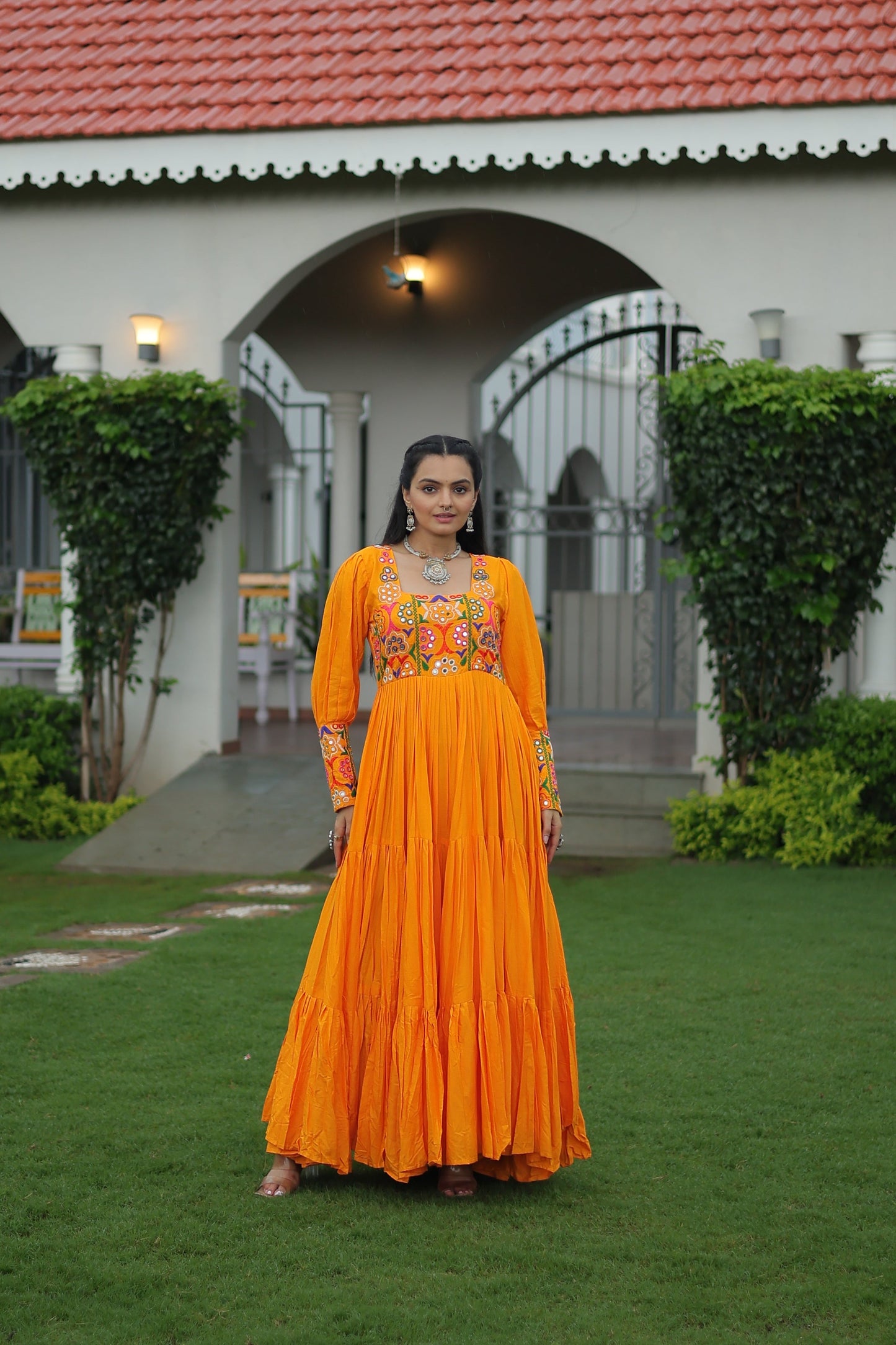 TILTON NAVRATRI SPECIAL GAMTHI KUTCHI WORK RAYON GOWN