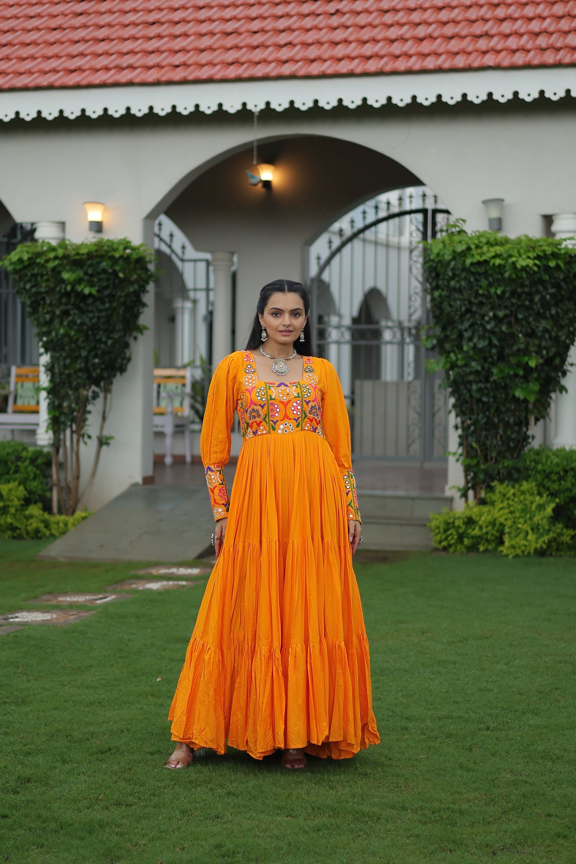 TILTON NAVRATRI SPECIAL GAMTHI KUTCHI WORK RAYON GOWN