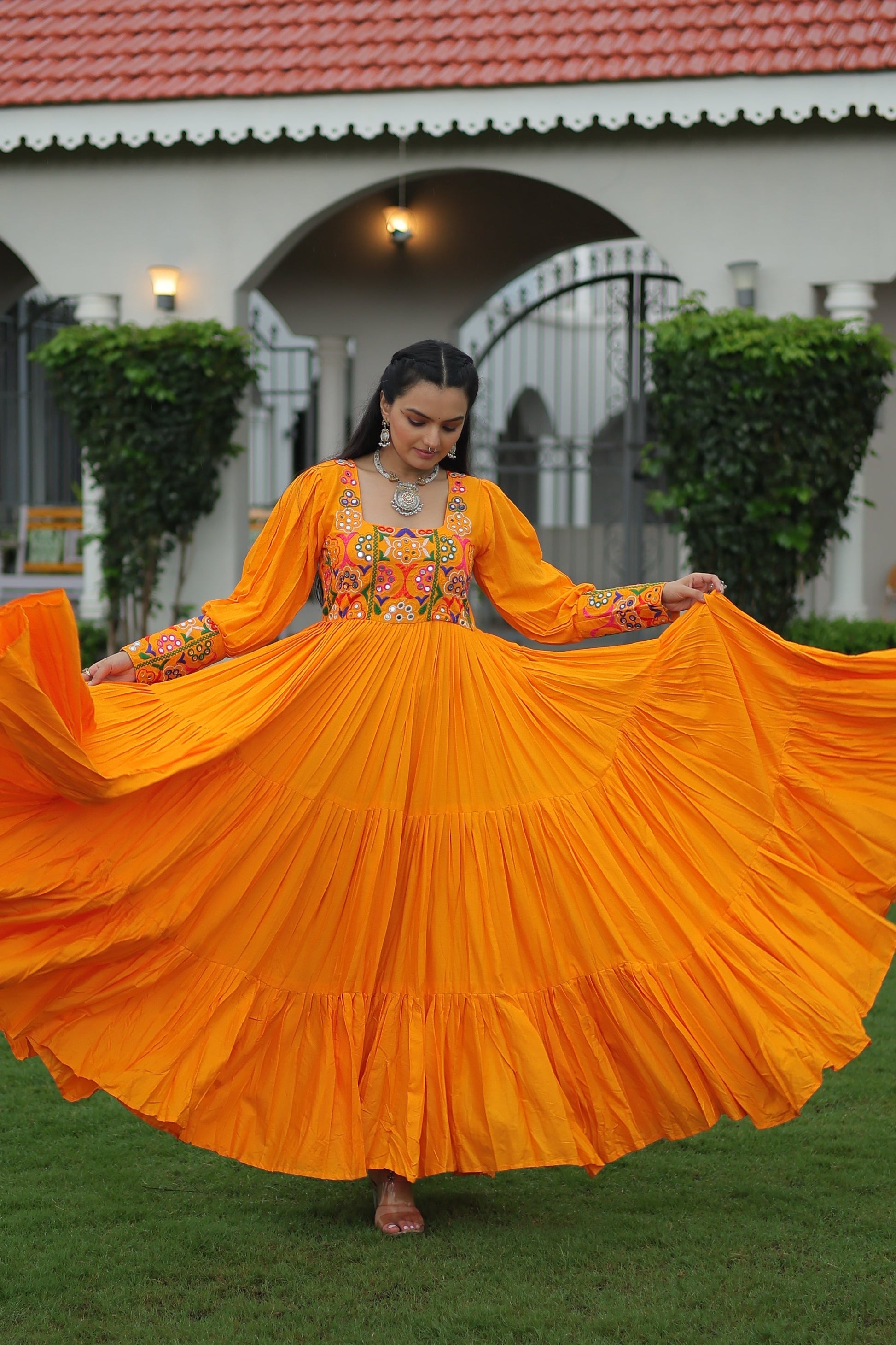 TILTON NAVRATRI SPECIAL GAMTHI KUTCHI WORK RAYON GOWN