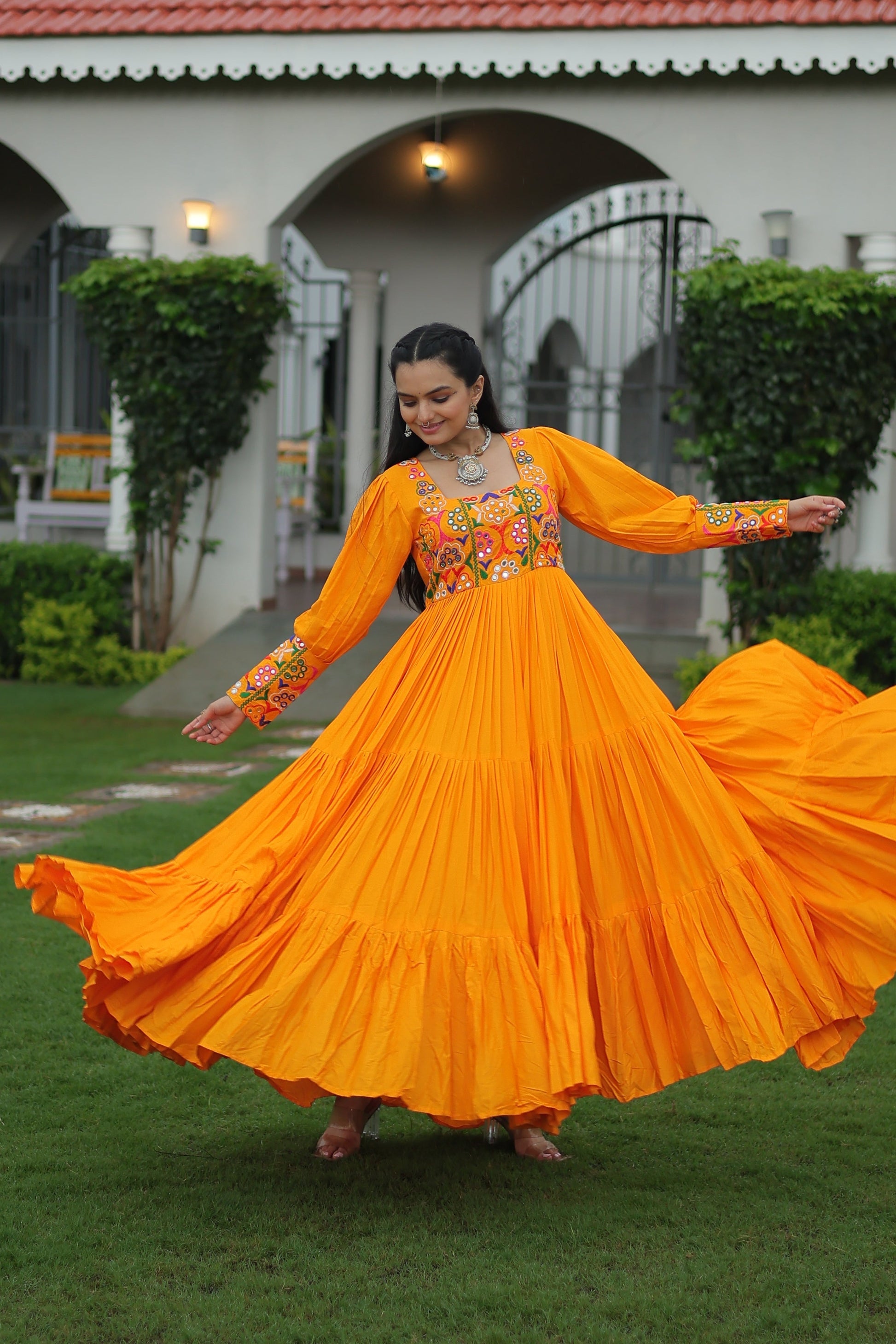 TILTON NAVRATRI SPECIAL GAMTHI KUTCHI WORK RAYON GOWN