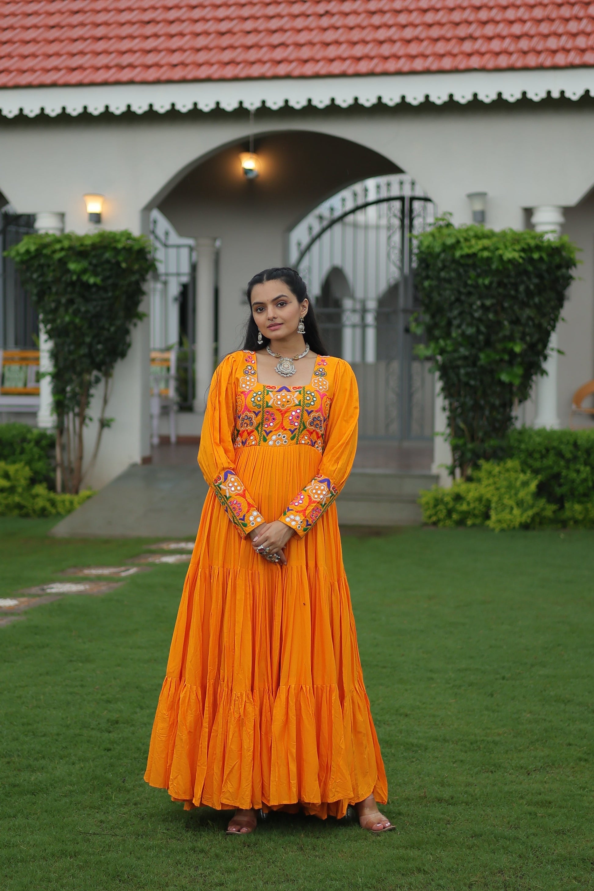 TILTON NAVRATRI SPECIAL GAMTHI KUTCHI WORK RAYON GOWN