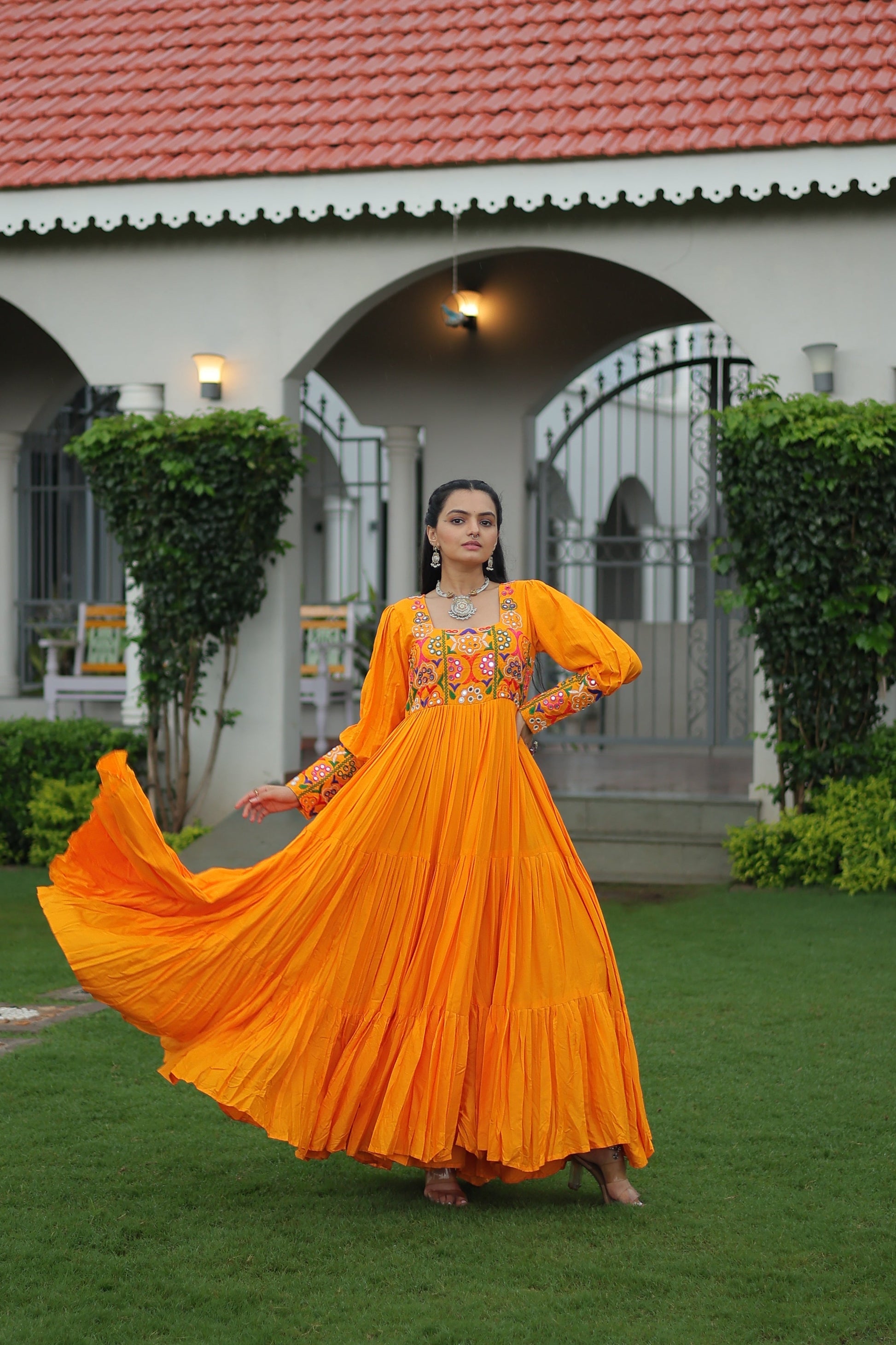 TILTON NAVRATRI SPECIAL GAMTHI KUTCHI WORK RAYON GOWN