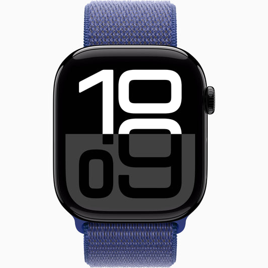 Watch Series 10 [46mm GPS] - Jet Black Aluminium with Ink Sport Loop | Advanced Fitness Tracker, ECG, Always-On Retina Display | Carbon Neutral, Sleek Design | 1-Year Warranty | Airpods Pro (Free Gift)