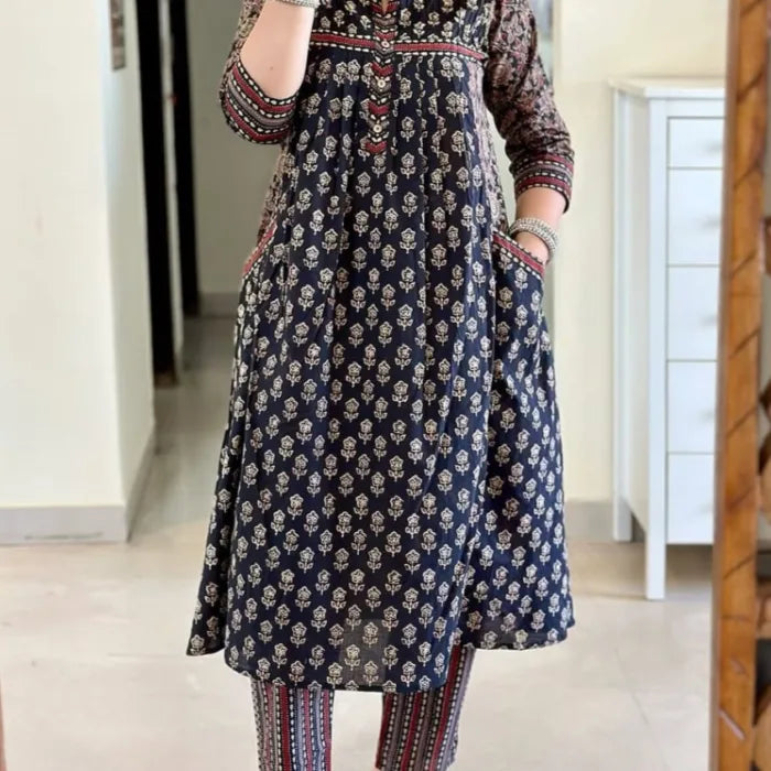Artisan Hand-Block Printed Pure Cotton Suit Set with Dupatta Elegant Design