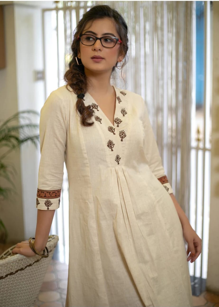 Stylish Pure Cotton Printed Anarkali Kurta Pant Set for Women