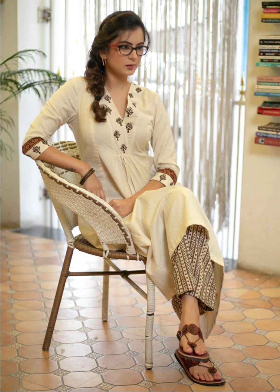 Stylish Pure Cotton Printed Anarkali Kurta Pant Set for Women