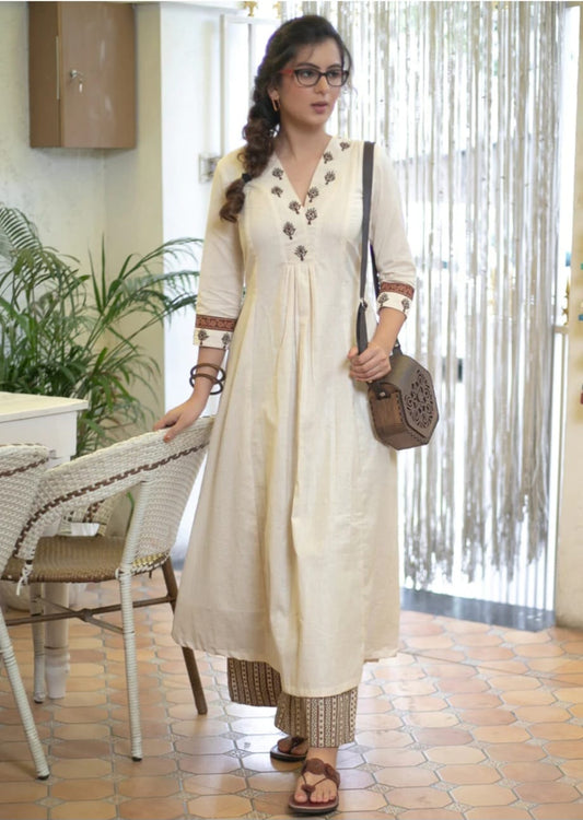 Stylish Pure Cotton Printed Anarkali Kurta Pant Set for Women