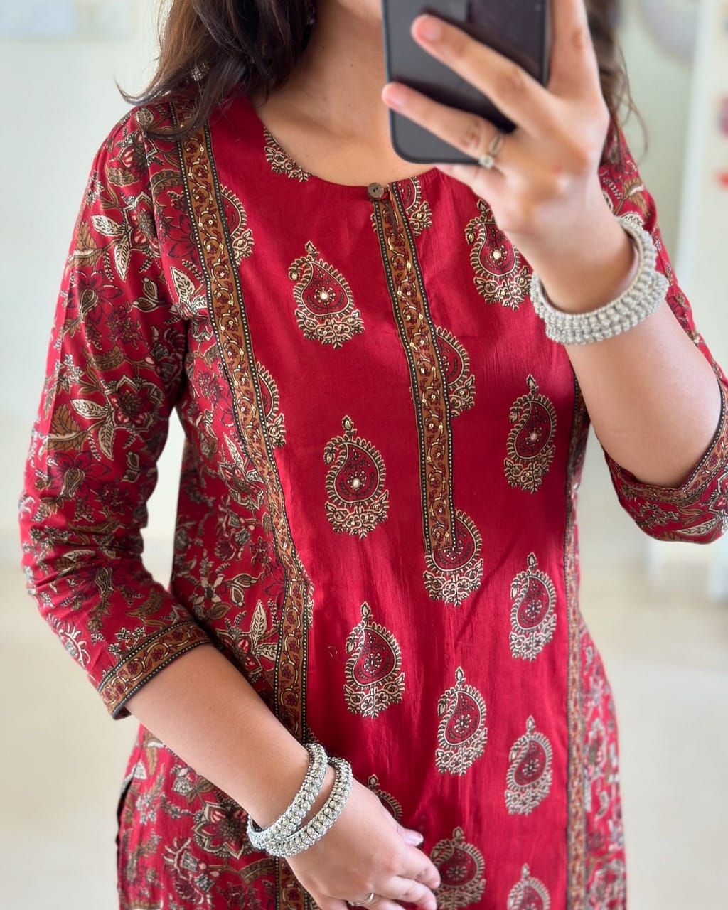 Elegant Maroon Pure Cotton Women's Kurta Pant Dupatta Set - Comfortable, Stylish, Versatile