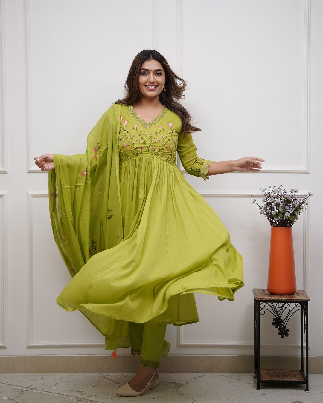 Elegant Women's Embroidered Mulmul Suit Set with Intricate Sequence Work
