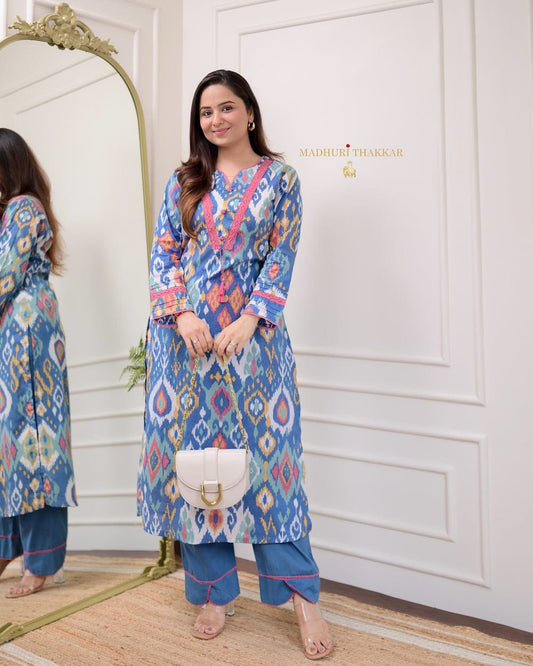 Elegant Premium Cotton Printed Designer Kurti and Bottom Set for Women