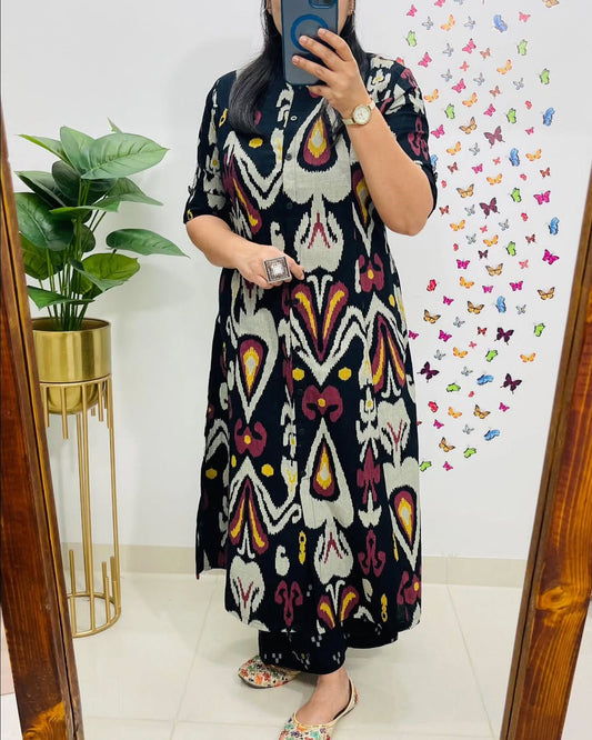 Multicolor Pure Cotton Printed Kurta Pant Dupatta Set for Women
