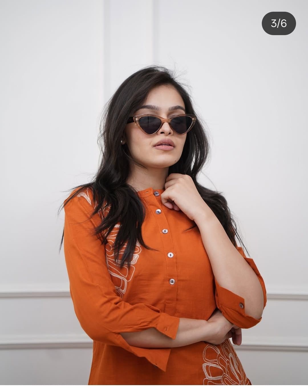 Vibrant Orange Pure Cotton Embroidered Kurta Pant Set for Women