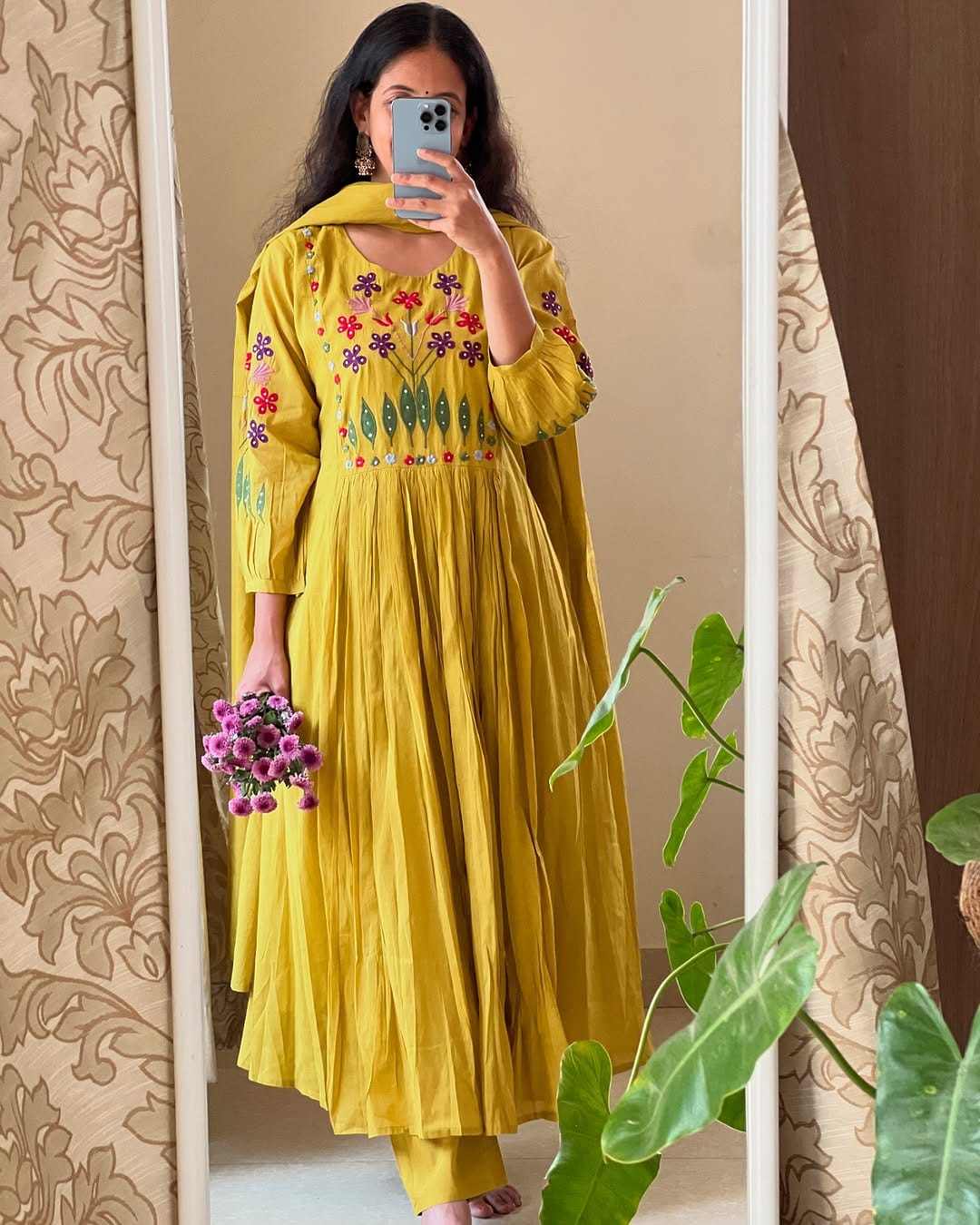 Charming Yellow Embroidered Kurta Pant Dupatta Set - Elegant Ethnic Wear for Women