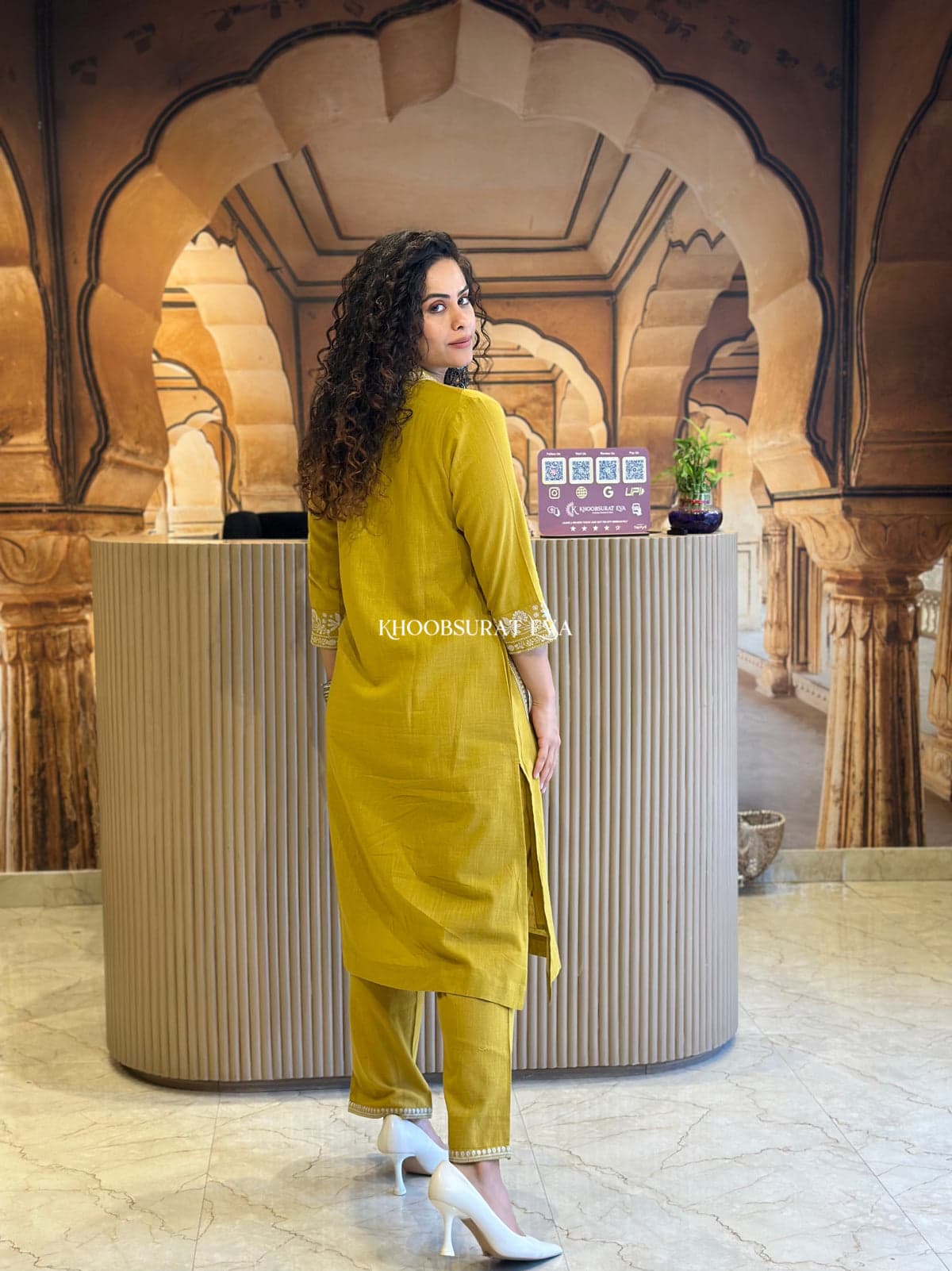 Elegant Mustard Biba Kurta: Traditional Indian Tunic, Modern Style, Comfortable Fit