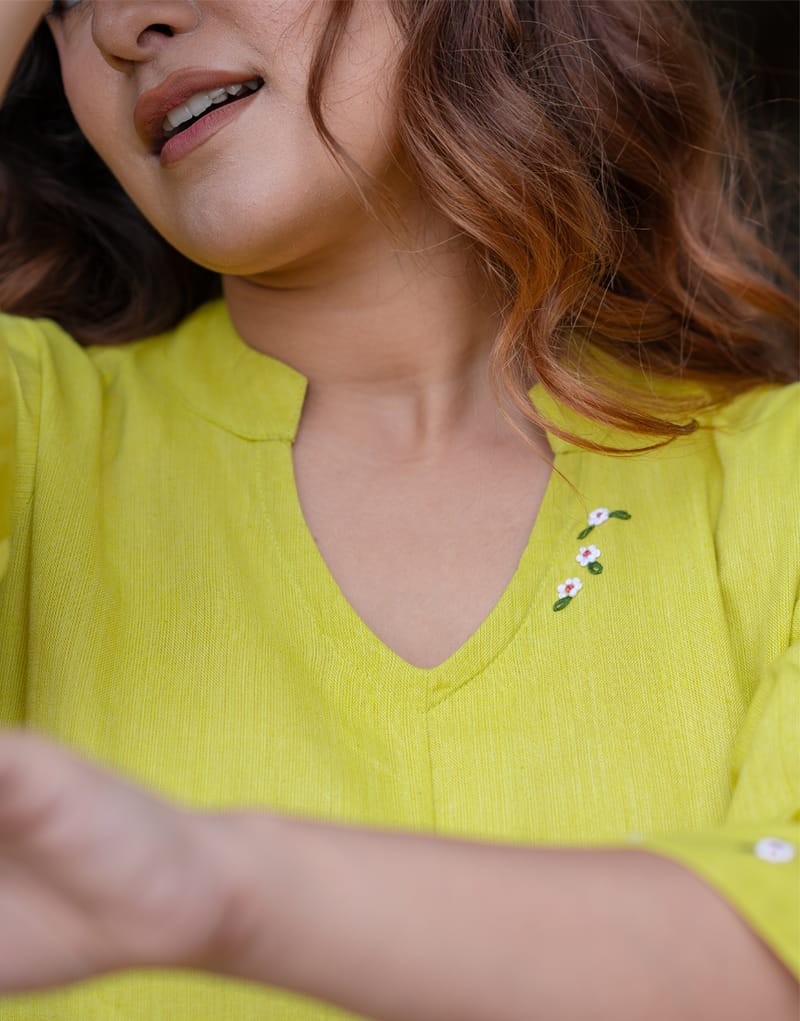 Vibrant Lemon Yellow Flex Cotton Co-ord Set for Women - Stylish & Comfortable