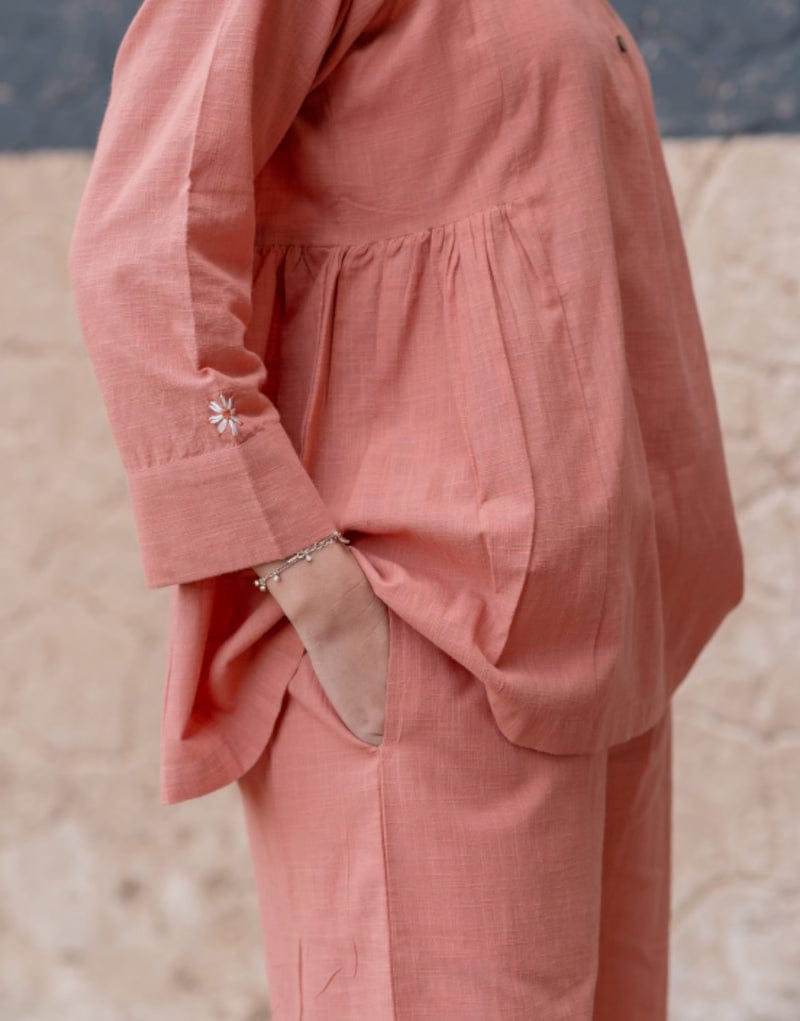Chic Coral Co-Ord Set for Women: Stylish, Comfortable, Versatile, Two-Piece Outfit