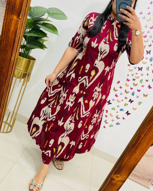 Elegant Pure Cotton Printed Kurta Pant Set for Women, Stylish Ethnic Wear