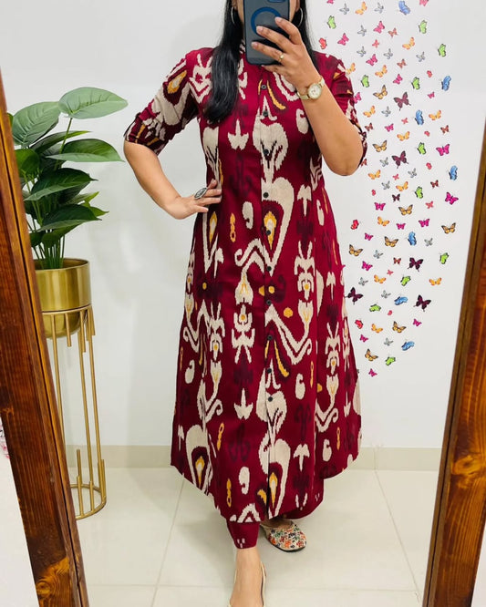Elegant Pure Cotton Printed Kurta Pant Set for Women, Stylish Ethnic Wear