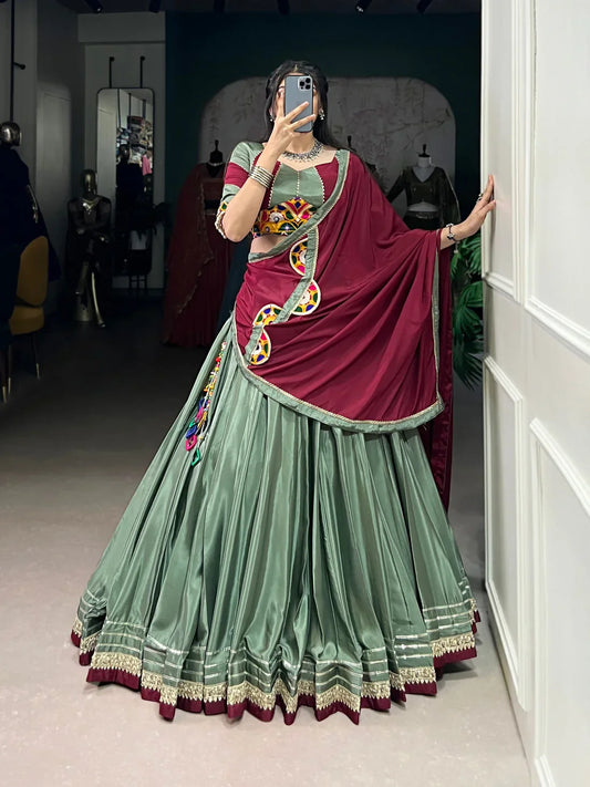 ColorCraze Sequins Thread Embroidery Gotta Patti Lace Lehenga choli