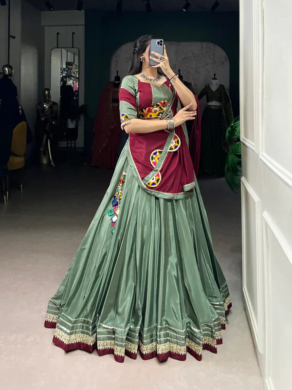 ColorCraze Sequins Thread Embroidery Gotta Patti Lace Lehenga choli