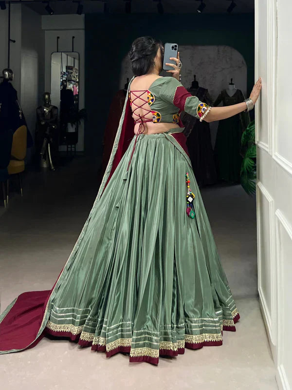 ColorCraze Sequins Thread Embroidery Gotta Patti Lace Lehenga choli
