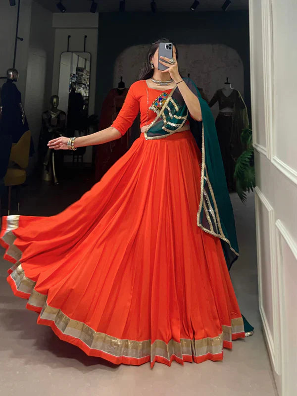 Garba Glow Rayon comfort, Gamthi art Lehenga Choli