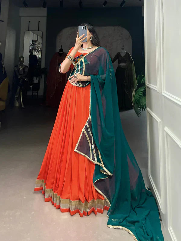 Garba Glow Rayon comfort, Gamthi art Lehenga Choli