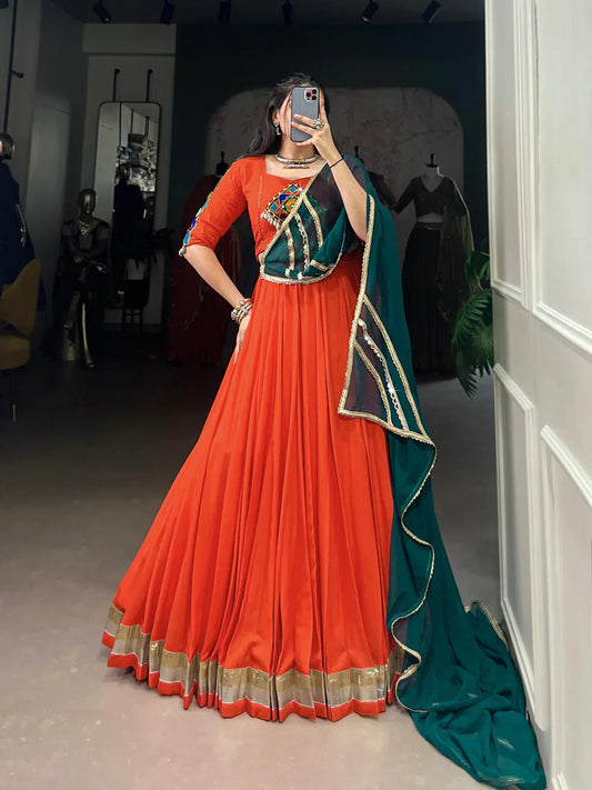 Garba Glow Rayon comfort, Gamthi art Lehenga Choli