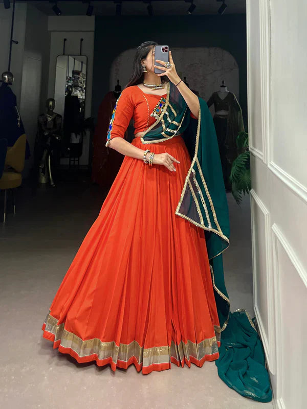 Garba Glow Rayon comfort, Gamthi art Lehenga Choli