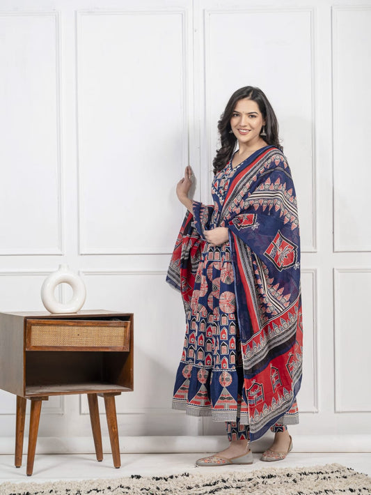 METALLIC MIST SCHIFFLI COTTON SUIT SET