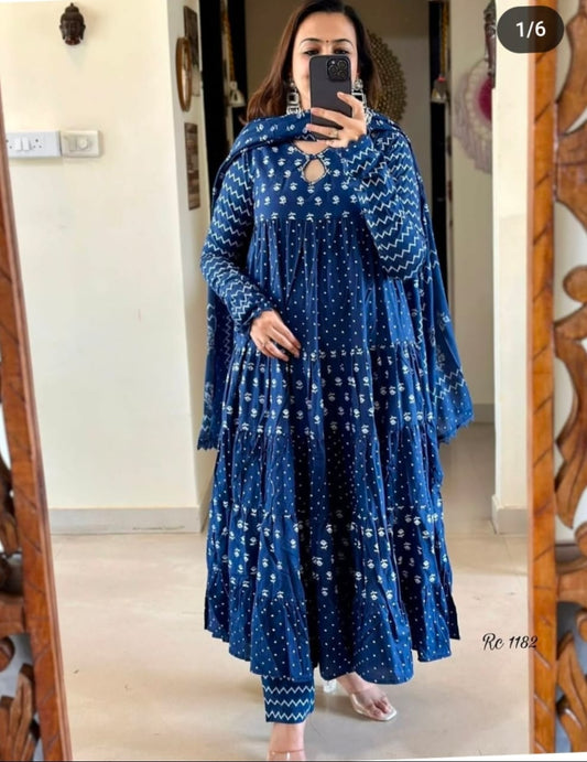 UTSAV INDIGO COTTON SUIT SET