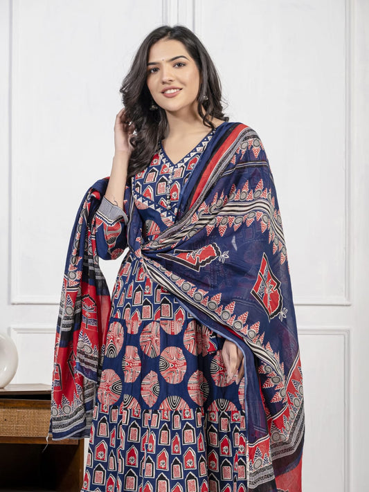 METALLIC MIST SCHIFFLI COTTON SUIT SET